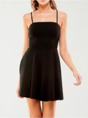 B. Smart Black Spaghetti-Strap Fit & Flare Mini Dress